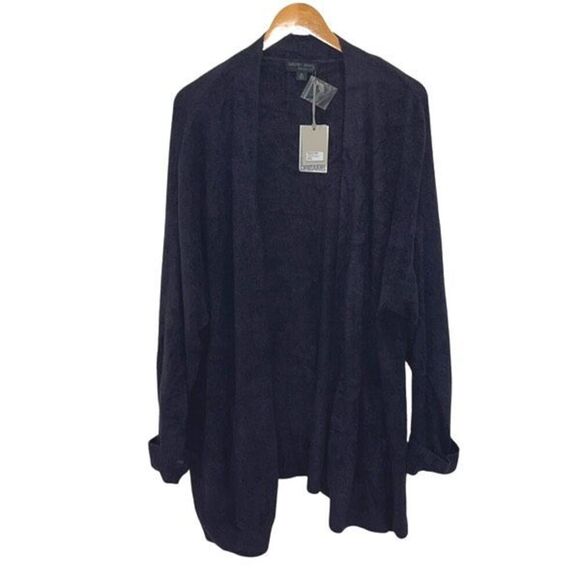 Barefoot Dreams Womens Cozylite Coastline Knit Open Front Cardigan Black 3X NWT - Picture 2 of 9